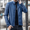 Pu Leather Jacket Men Winter Leahter Jacket Male Stand Collar Casual Windbreaker Trendy Mens Clothing Black Blue