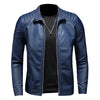 Pu Leather Jacket Men Winter Leahter Jacket Male Stand Collar Casual Windbreaker Trendy Mens Clothing Black Blue