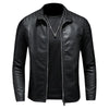 Pu Leather Jacket Men Winter Leahter Jacket Male Stand Collar Casual Windbreaker Trendy Mens Clothing Black Blue