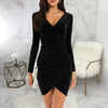 velvet wrap hip skirt Europe and the United States sexy V-neck slim elegant cocktail dress evening dress woman