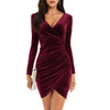 velvet wrap hip skirt Europe and the United States sexy V-neck slim elegant cocktail dress evening dress woman