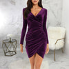 velvet wrap hip skirt Europe and the United States sexy V-neck slim elegant cocktail dress evening dress woman