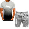 sportswear fitness set running suit casual T-shirt+shorts set breathable jogging sportswear 2-piece set for men