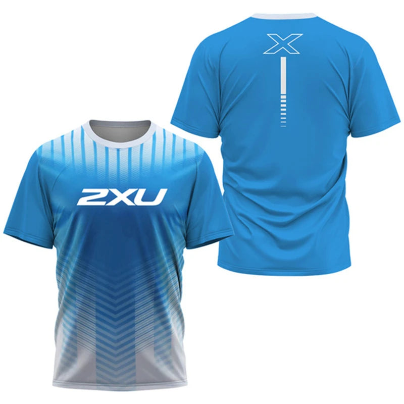 Fashion Men's T Shirt Summer Outdoor Run Fitness Breathable Short Sleeve Letter Badminton Tennis Training Dress Loose O-Neck Top