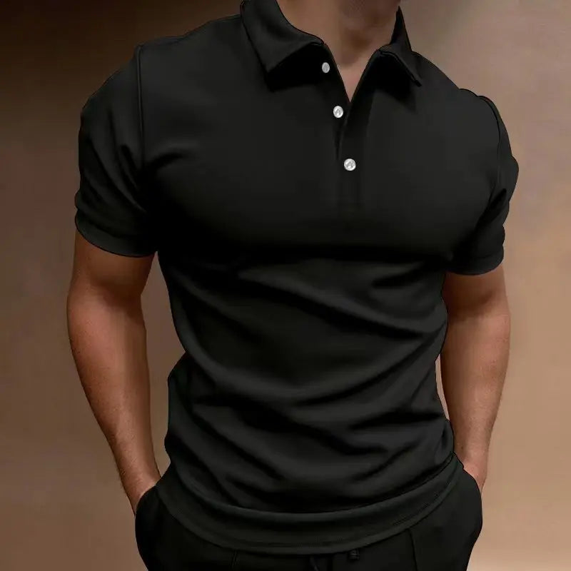 New Spring Men's POLO Shirt Short Sleeve Solid Color Fashion Breathable Leisure Shopping Simple High-Quality Top T-Shirt