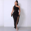 Glitter Side Slit Tightening Beads Dress Sleeveless 5 Colors Fashionable Other Style