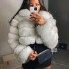 Maomaokong Real Fur Jacket  Women Winter Short Natural real Fox Fur Lady Zipper Fur Coat Female Warm Jacket  with Collar