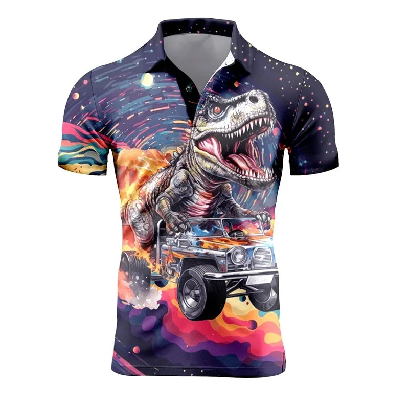 Mens Retro Short Sleeve Polo Shirts 3d Full Print Flower T Shirts For Men Summer Casual Oversized Tee Shirt Tops Blusa Masculina