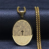 Bible Verse Cross Chain Necklace for Women Men Stainless Steel Spanish Our Father Medal Lord's Prayer Jewelry collier N2037