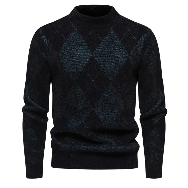 High Quality Trend Men's  New Imitation Mink Sweater Soft and Comfortable Warm Knit Sweater  Pullover TOPS