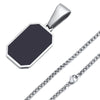 Stylish Mens Geometric Square Necklaces,Black Enamel Rectangle Pendant with Rope Box Chain Collar,Trendy Jewelry Gifts