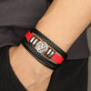 Fashion Trendy Men Leather Bracelets Fashion All-match Multi-layer Braided Leather Bracelets Scripture Compass Devil Eye