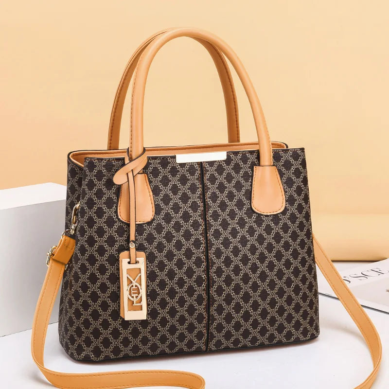 Fashion vintage printed women's handbag, high quality light luxury large capacity single shoulder crossbody bag