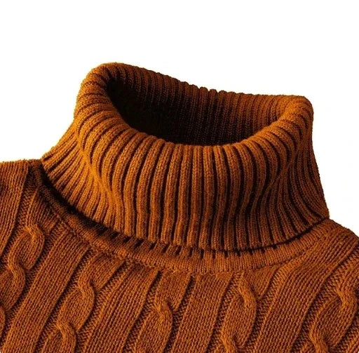 High Neck Solid Color Pullover Knitted