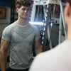 Summer Men's Fitness Training Short Sleeve Solid Color Shirt Gym Round Neck Bodybuilding Tight Cotton Quick Drying T-shirt