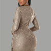 iDress Drop Shipping Sexy Women's Glitter Sequin Dress Long Sleeve V Neck Bodycon Mini Party Night Cocktail Birthday Dress