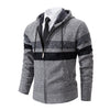 new men's autumn and winter sweater coat trend color matching hooded sweater