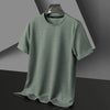 Summer O Neck Short Sleeve t-Shirts For Men Casual Waffle t-Shirt Mens Breathable Soild Tops Fashion t Shirt Tee Man Clothing