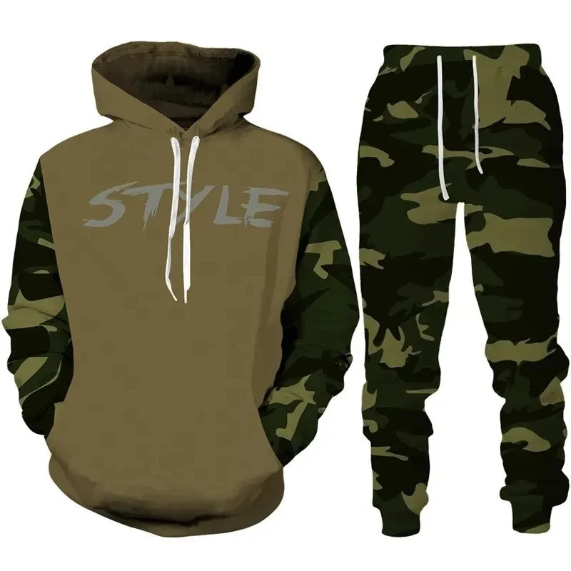 Camouflage Hoodie Pant Suit 3D Printed Casual Men Women High Quality Tracksuit Outfits Fashion Men's Clothing 2pcs Sets