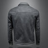 Minglu Faux Leather Grey Men's Jackets Luxury Spring Autumn Solid Color Single Breasted Male Overcoats Motorcycle Man Coats 4XL