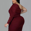 Woman Even Dress Chic and Elegant Plus Size Dresses Mesh One Shoulder Long-sleeve Sexy Short Dress Wholesale Bulk Dropshipping