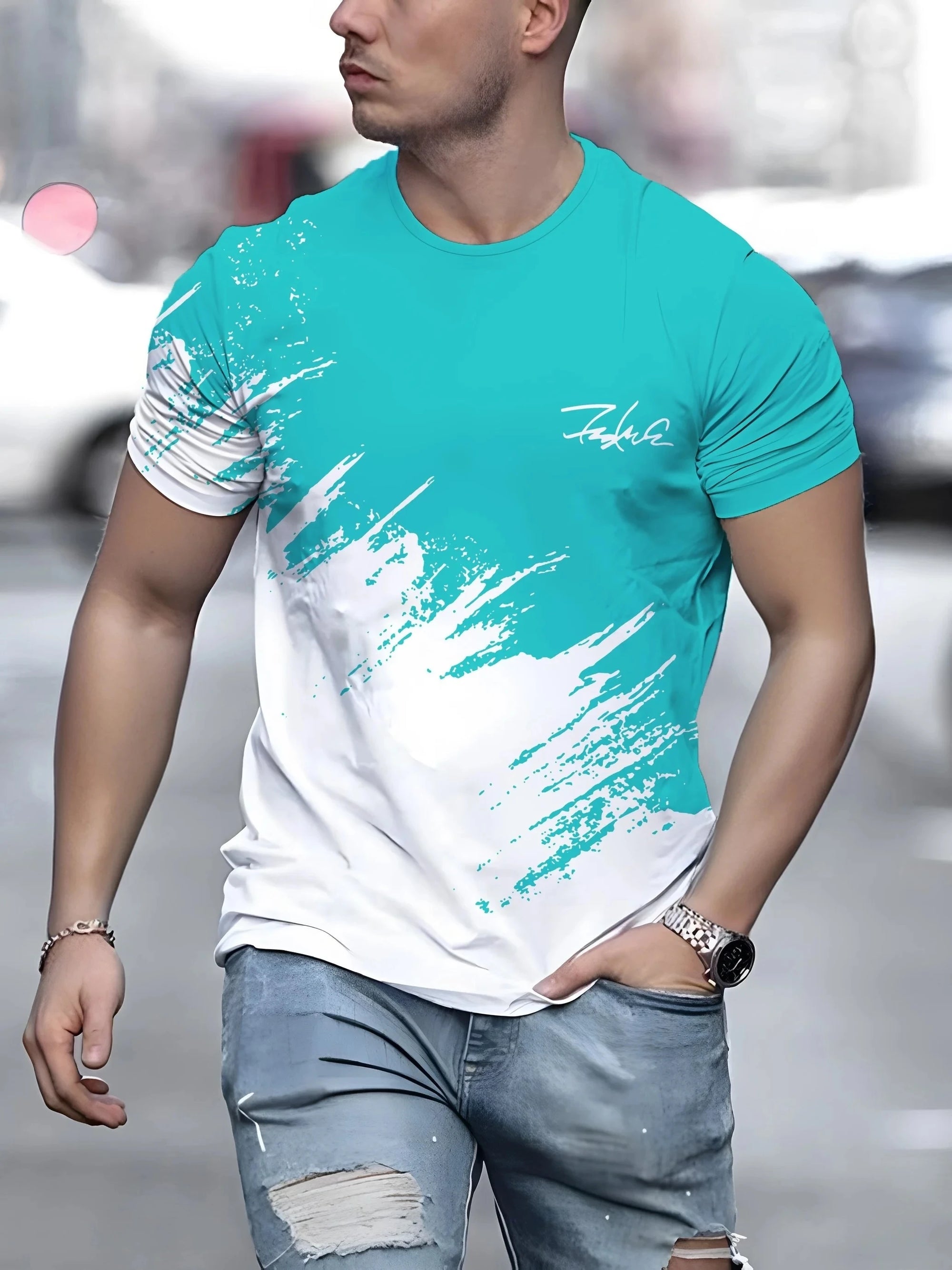 3D men's printed round neck short sleeved T-shirt,outdoor casual sweater,streetwear,sportswear T-shirt clothing