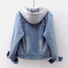 Autumn Winter Women's Plush Warm Denim Jacket Coat Cotton Fashion Short Blue Jean Coat Ladies Hoodies Outerwear