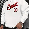 Chicago Print Men's Pullover Sweatshirt Casual Streetwear Fashion Long-sleeved Crew Neck Sweater A Basic Top for Sports Everyday