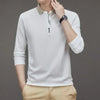 Men's Long Sleeve Turn-down Collar Waffle T-shirt Business Casual Polo Shirt Tee