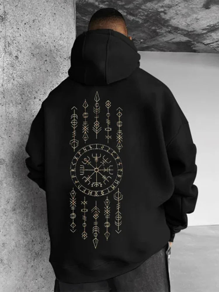 Viking Printing Mens Hooded Sweatshirt Autumn Long Sleeve Loose Casual Oversize Hoodies For Men Streetwear Fashion Hoodie Tops