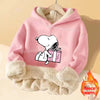 Snoopys Baby Sweatshirt Thickened Fleece Girl Hoodie Cartoon Clothes Long Sleeve Winter Warm Cashmere Hoodie Tops Jacket Kid New