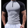 Men Compression Running Zipper Polo T Shirt Fitness Tight Sport Tshirt Training Jogging Shirts Gym Elastic Quick Dry Rashgard