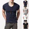 Men Slim Fit T-shirt Stylish Men's V-neck Slim Fit Sport T-shirt Lightweight Elastic Versatile Summer Top for Wear Homewear