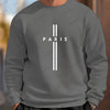 Paris Letter Printed Men's Round Neck Long Sleeved Sweatshirt Outdoor Sports Fashion Hoodless Sweatshirt Casual Oversized Hoodie