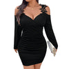 Plus Size Women's Off Shoulder Lace Mini Dress Sexy Style Solid Long Sleeve Oversized Clothing for Women Summer Autumn Dress