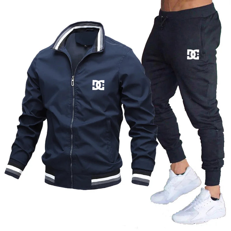 Men's Sets Jacket and Sweatpants 2-piece Set Casual Spliced Pants Baseball Stand Neck High Quality Jogging Jacke