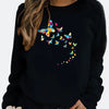 New Women's Hoodie European Butterfly Printed Crew-neck Hoodie Sweatshirt  Streetwear Women Aesthetic Clothes