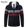 new men's autumn and winter sweater coat trend color matching hooded sweater