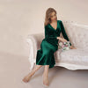 Lady Holiday Christmas Dress Elegant vintage velvet autumn Winter  V-neck long sleeve stretch waist length dress Party Dress