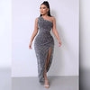 Glitter Side Slit Tightening Beads Dress Sleeveless 5 Colors Fashionable Other Style