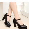 High Heels Platform Pumps Mujer 2022 Spring New Fashion Buckle Solid Black Shoes Woman PU Leather Waterproof Shoes Femme