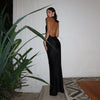 Elegant Halter V Neck Backless Dresses for Women Black Sleeveless Bodycon Long Dress Club Party Evening Prom Gown Cocktail Gold