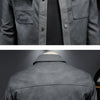 Minglu Faux Leather Grey Men's Jackets Luxury Spring Autumn Solid Color Single Breasted Male Overcoats Motorcycle Man Coats 4XL