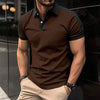 Amazon New Cross-border Men Casual POLO Shirt Fashionable Lapel Button Business Color Matching Versatile T-shirt Top