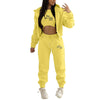 Fashion Winter Women Cotton Jogger Tracksuit Sweatpants And Hoodie Set And Letter Print Leisure Suit Three-Piece Set