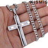 KISMIS 1PC Stainless Steel Cross Necklace Pendant Jewelry Catholic and Christian Jesus Amulet