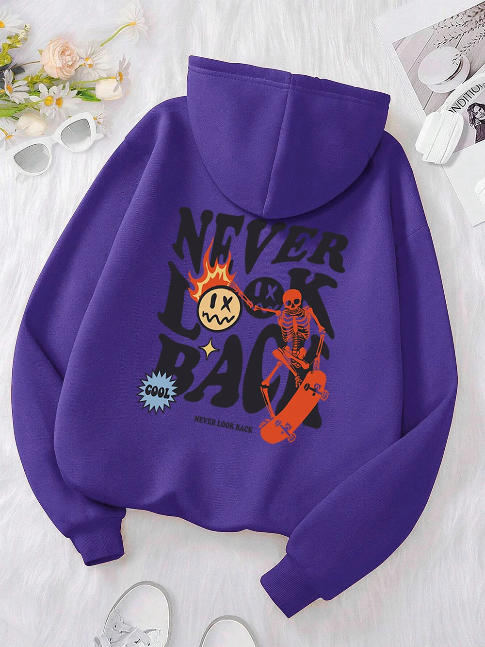 Never Look Back Creative Smile Skull Hoodies Men Women Warm Comfortable Sweatshirt Loose Hip Hop Street Clothes Loose Hoody