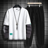 Spring and Autumn New Fashion Long-Sleeved T-shirt Set Men's Casual Relaxed Comfortable Breathable Sports Two-Piece Set