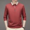 Men's Long Sleeve Turn-down Collar Waffle T-shirt Business Casual Polo Shirt Tee