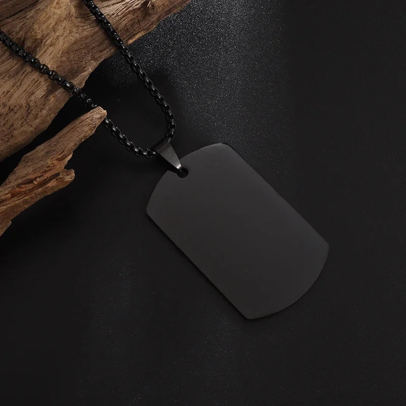 Hip Hop Military Style Stainless Steel Dog Tag Pendant Necklace for Men Women Gold Plated Personalized Id Card Name Jewelry